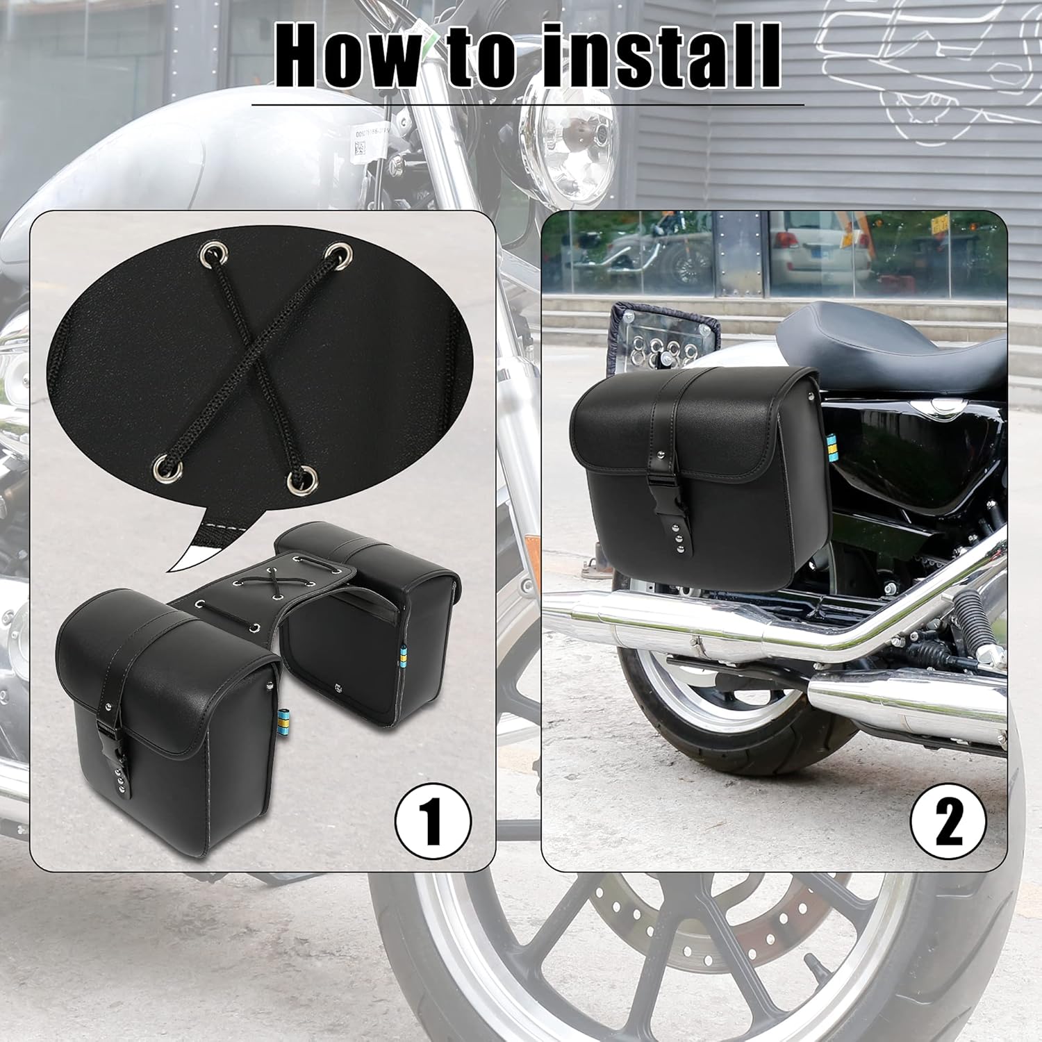 Motoforti Pair Motorcycle Saddlebag Side Tool Bags Cycling Luggage Bag Waterproof Quick Release Buckles