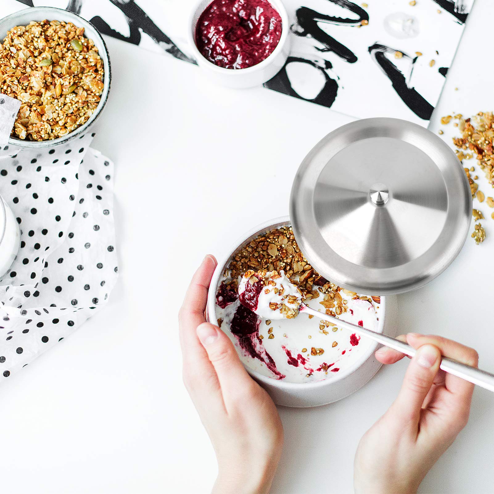 DOITOOL 2PCS Tea Cup Lid Cover, Stainless Steel Mug Lids for Ceramic Mugs, Coffee Cup Lids for Mugs, Drink Cup Covers for Hot and Cold Beverages (10 cm)