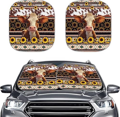 Miniatura 6 de FUIBENG Juego de 2 parasoles para parabrisas de automóvil, diseño de girasoles y mariposas, diseño de mariposa, accesorio universal para el interior