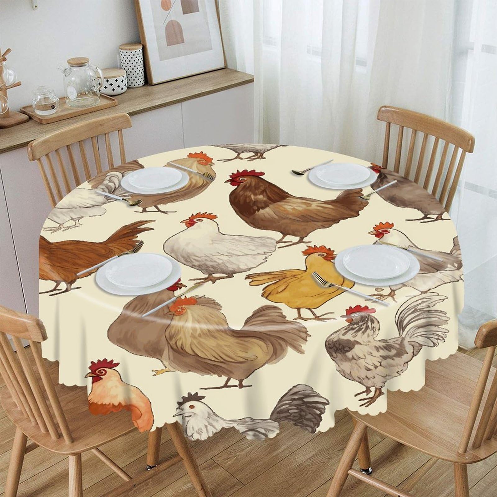 VstaDank - 60 inch round tablecloth easy clean round thick decorative polyester tablecloth for dining kitchen party farmhouse outdoor