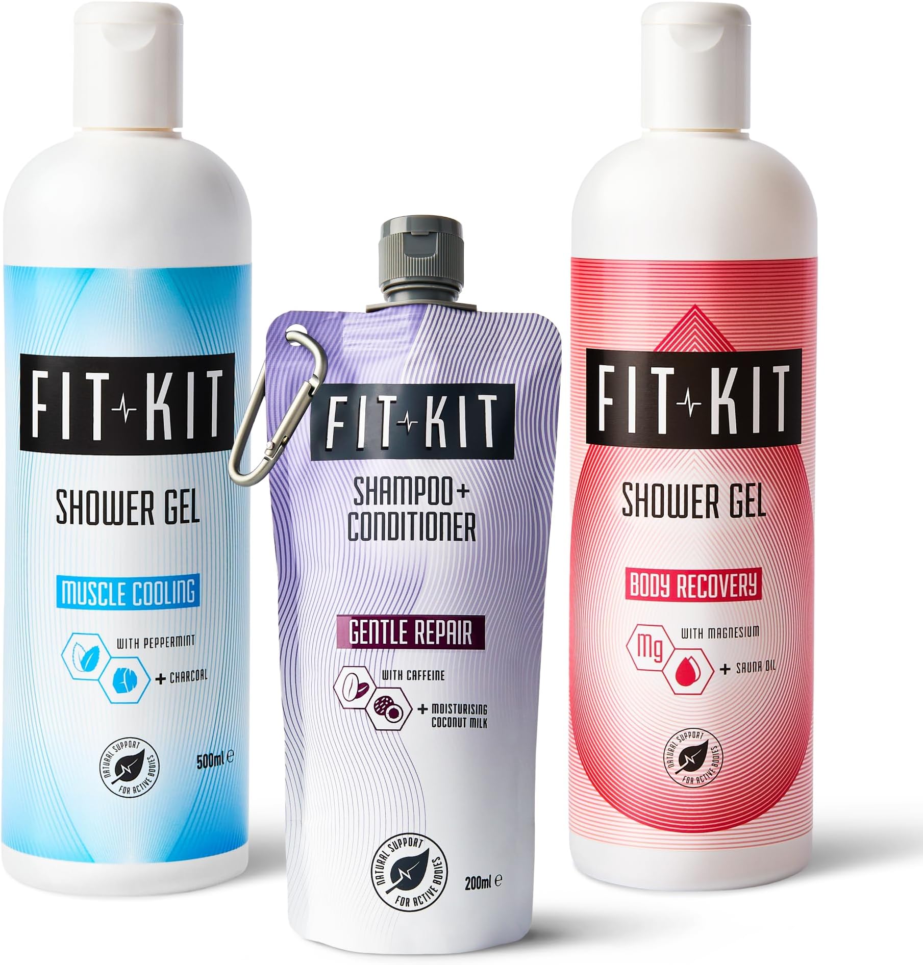 Power Shower Gel Bundle Set - Fit Kit Body Recovery Toiletry Bundle Set - Includes Mens & Womens Body Wash & Shower Gels, Hair Growth Shampoo - Gifts for Men and Women