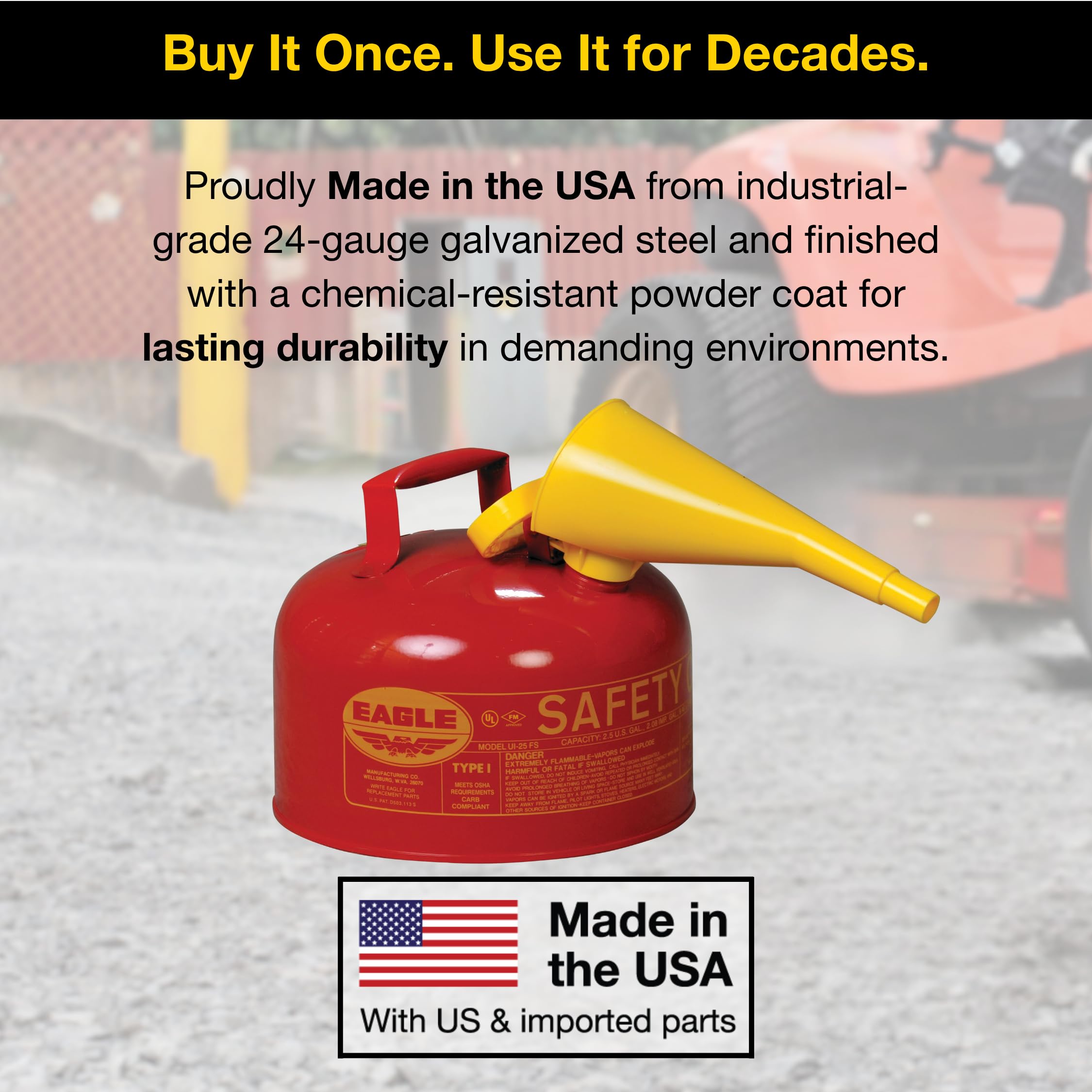Eagle 2.5 Gallon Type I Red Safety Gas Can for Gasoline — Amazon image 7