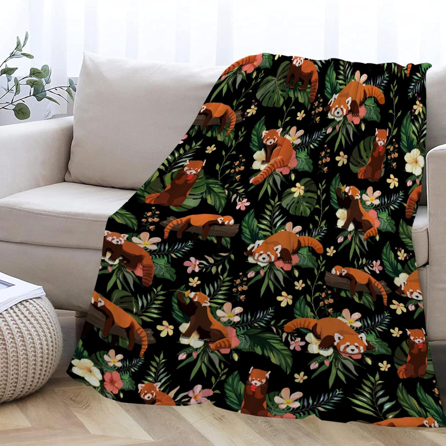 Cute Red Panda Blanket Gift for Girls Boys Kids Forest Animals Lovers -Super Soft Flannel Throw Blanket for Sofa Couch Bed Travel Plush Warm Cozy Home Decor for All Seasons,40"x50"for Kids/Baby