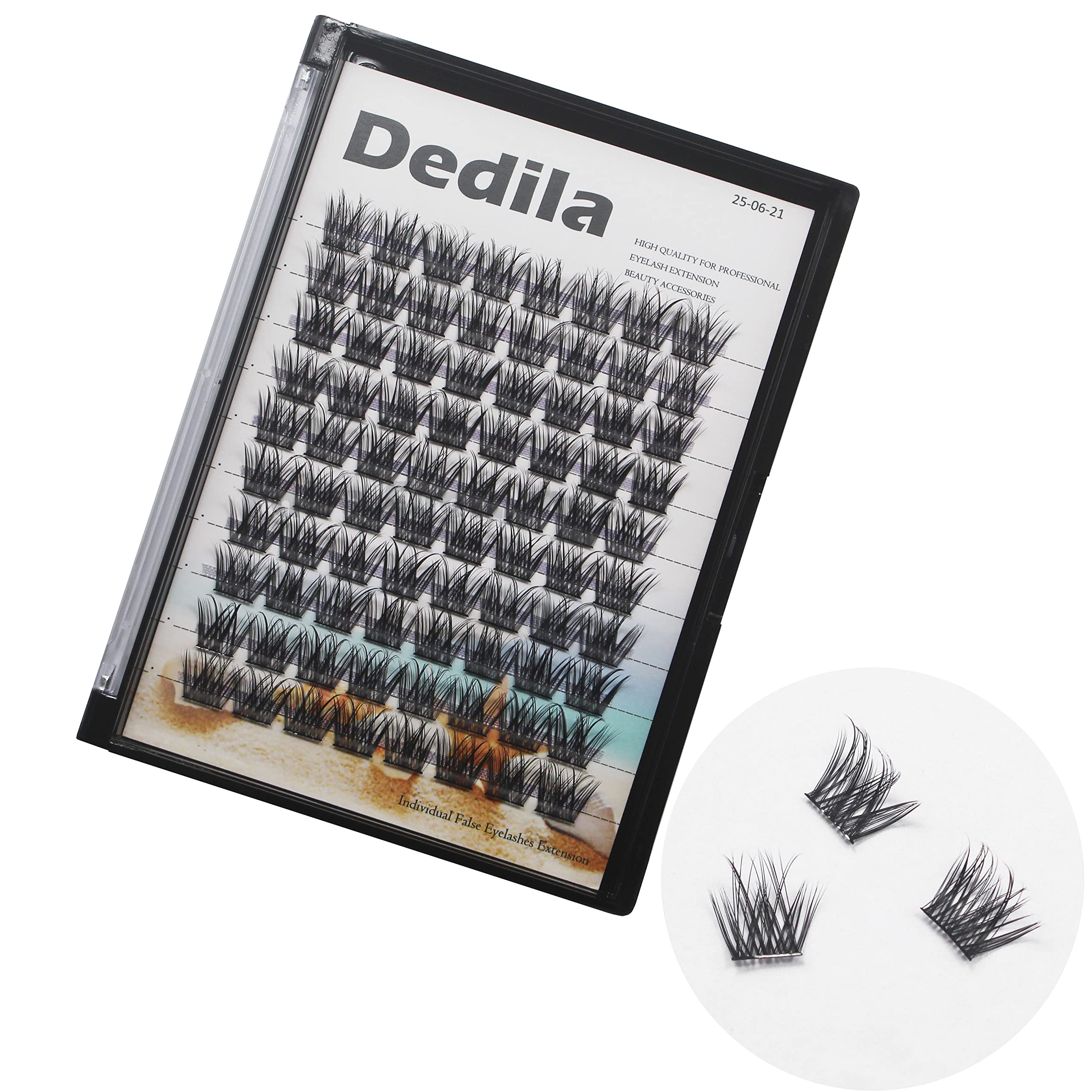 Dedila -Large tray 3D DIY Eye Lashes Extensions Natural Look Thin Base Individual Wide Stem False Eyelashes Makeup Lightweight Cluster Lashes 8-18mm