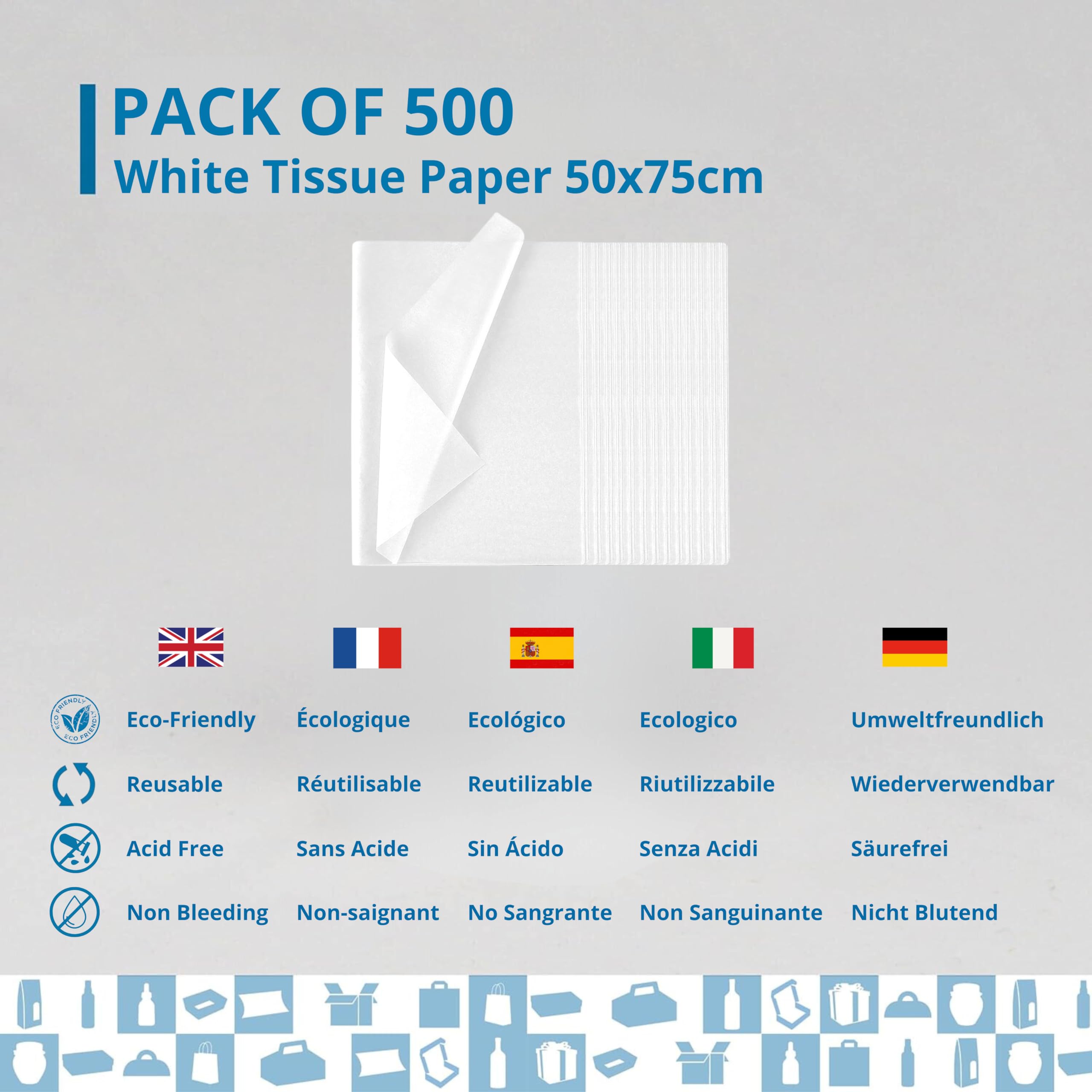 500 Hojas de Papel de Seda Blanco Premium 50x75 cm – Papel para Envolver Regalos, Manualidades, Floristería y Bricolaje | Espirito Rebelde