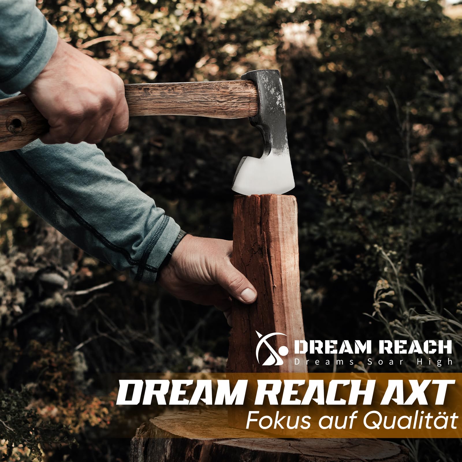 Dream Reach Beil Axt Wikinger - Handgeschmiedet Outdoor Survival Axt mit Leder Holster Carbonisierte Holzgriff für Camping und Wandern Geschenke für Männer Papa