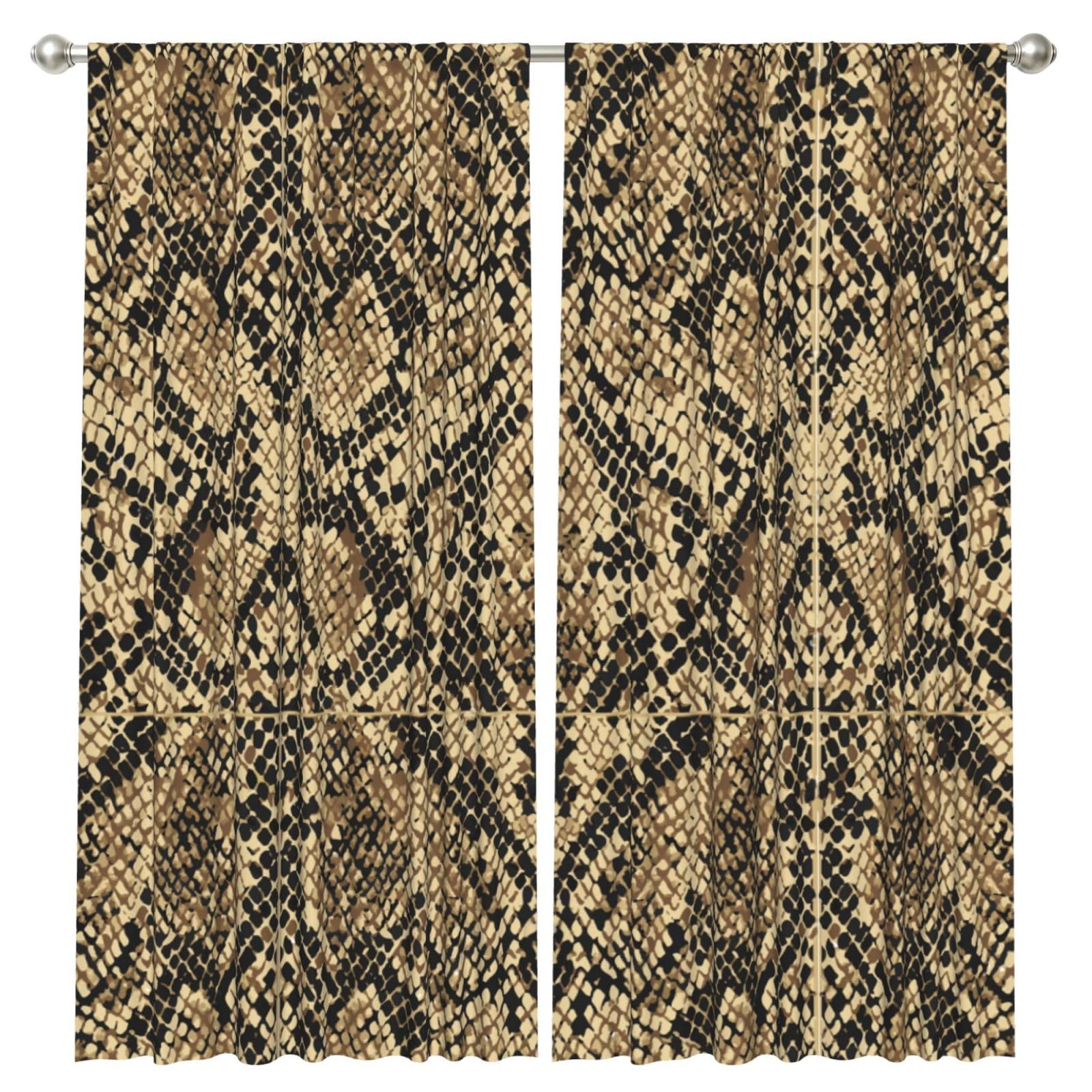 InOmak Animal Snake Skin Art, 2 Panels Window Curtains 52 x 84 Inch Blackout Curtains for Living Room Bedroom
