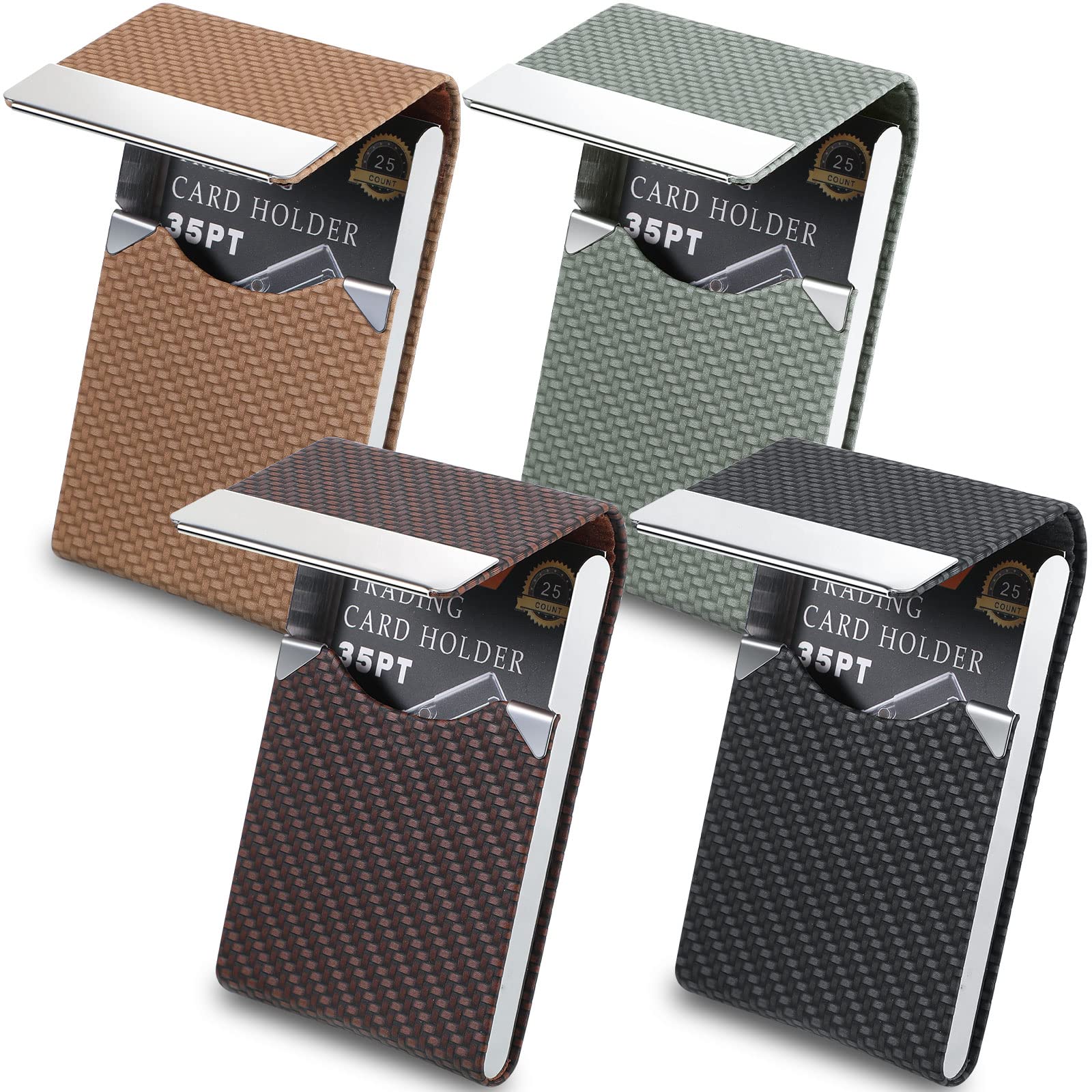 Eaasty 4 Pcs PU Leather Business Card Holder Case with Magnetic Clasp Pocket RFID Blocking Metal Business Card