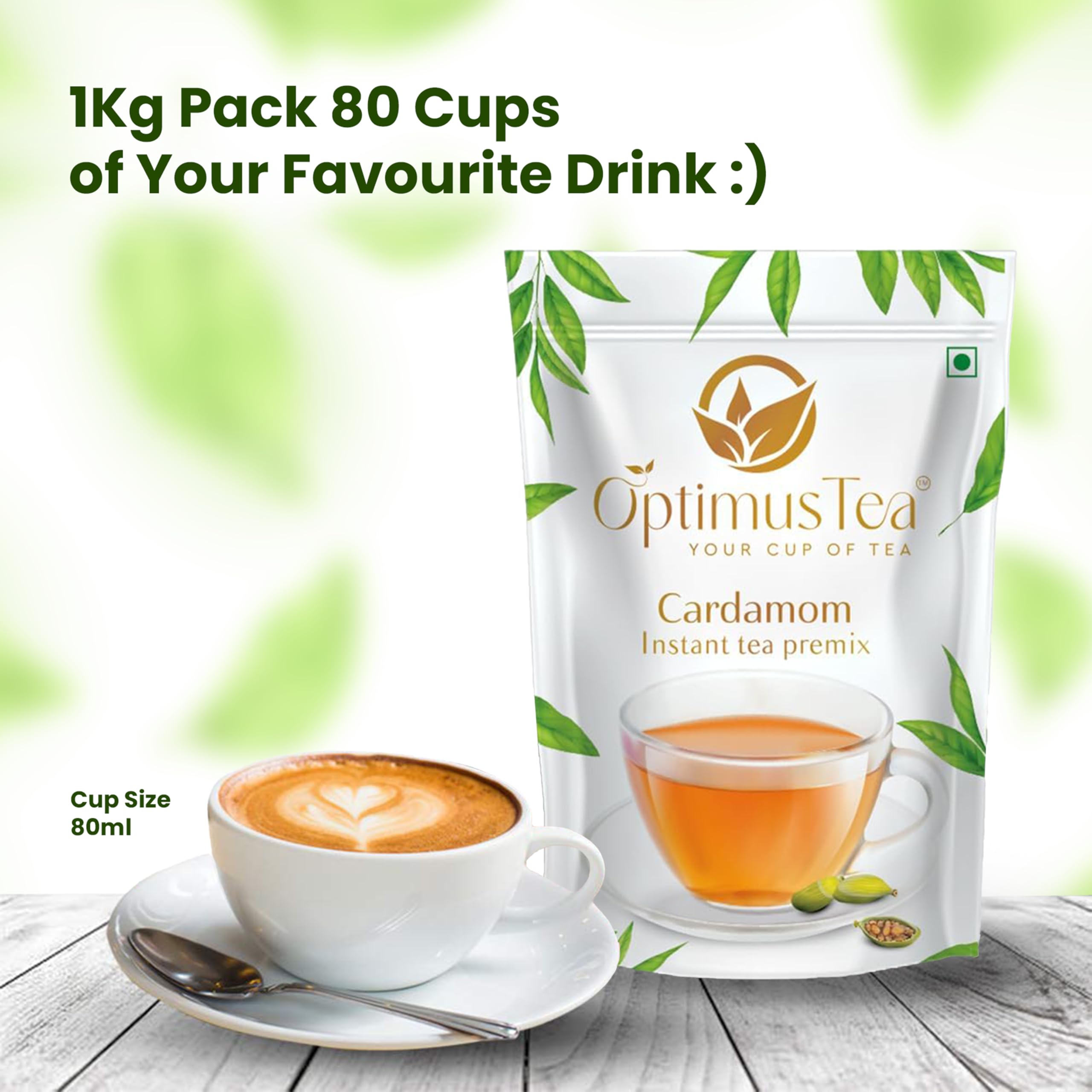 Optimus Elaichi Flavour | Made with Cardamom | Flavoured Instant Tea Powder | 1kg Pouch | Taste As Home | Prepare Manually Powder Suitable For All Coffee Tea Vending Machines 1