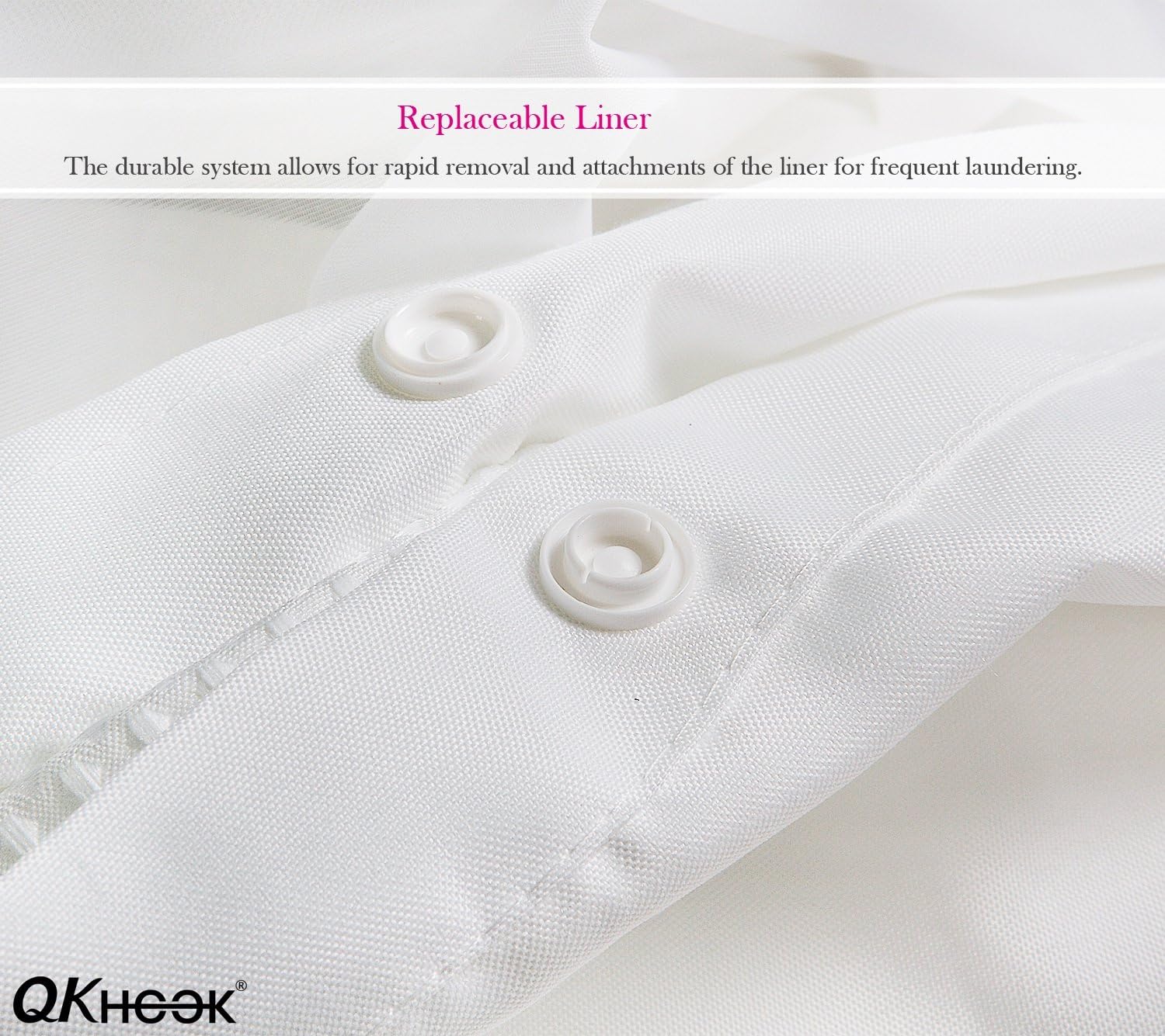 FBTS Basic Shower Curtain with Snap in Liner 1 Pack 71x77 Inch Herringbone Pattern Fabric Water Resistant