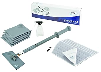 Vikan 549101 EasyShine Window Cleaning Kit, Flexible Mop Frame, 575-1390mm Telescopic Handle, Grey