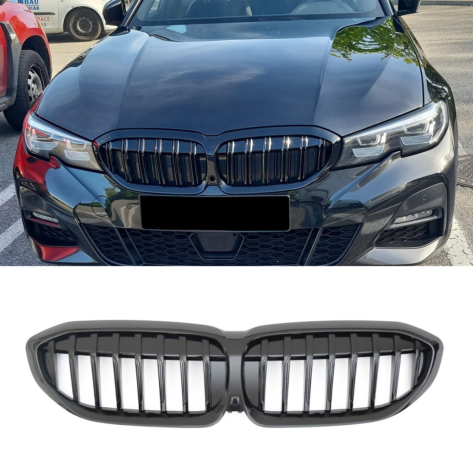 Griglia Radiatore per BMW Serie 3 G20 G21 Grill Nero Rene Sport Anteriore Doppia Griglia 2019 2020 2021 Plastica ABS