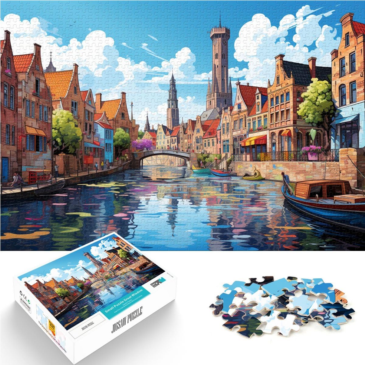 Puzzle for Adults 1000 Pieces Bruges Family Fun Jigsaws Help the brain exercise addictive toys to cultivate patience 19.7 in x29.5 in โ image 1