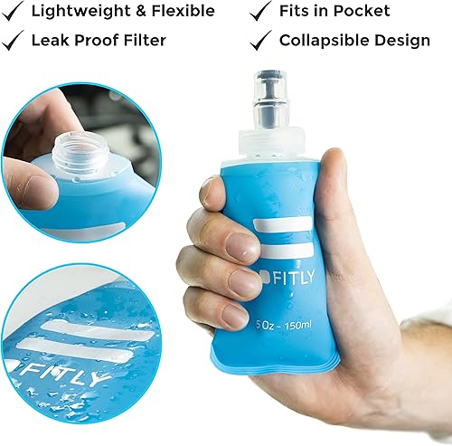 Miniatura 2 de FITLY Botella de agua suave de 5 onzas 51fl oz FLASK150  Botella de agua plegable ideal para correr senderismo ciclismo escalada y actividades