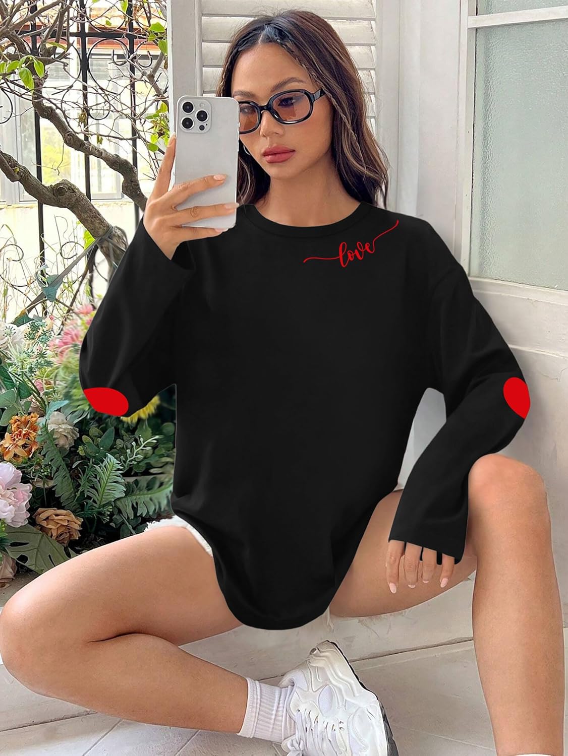 Valentines Day Shirts Women Love Heart T-Shirts Casual Long Sleeve Valentines Day Graphic Tees Tops - Image 3