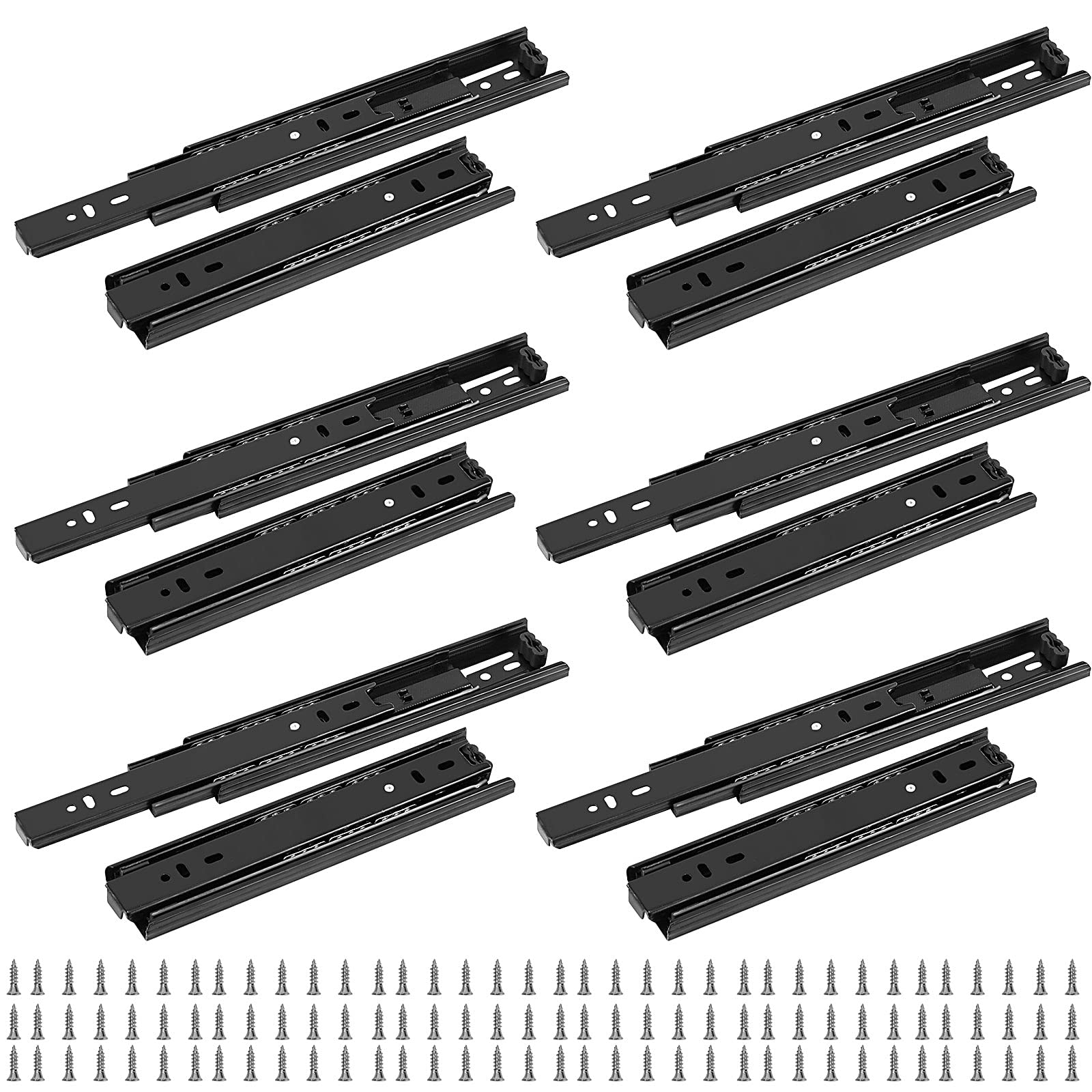 Glissière de tiroir 25cm ZOENHOU coulisse noire télescopique avec roulement à billes Lot de 6
