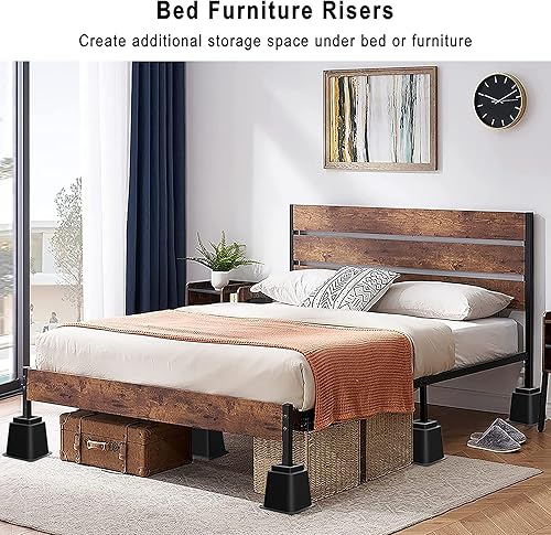 Miniatura 2 de Lufia Elevadores de muebles de cama de 5 pulgadas, elevadores de cama resistentes para sofá, mesa, sofá, silla o escritorio (juego de 6, negro)