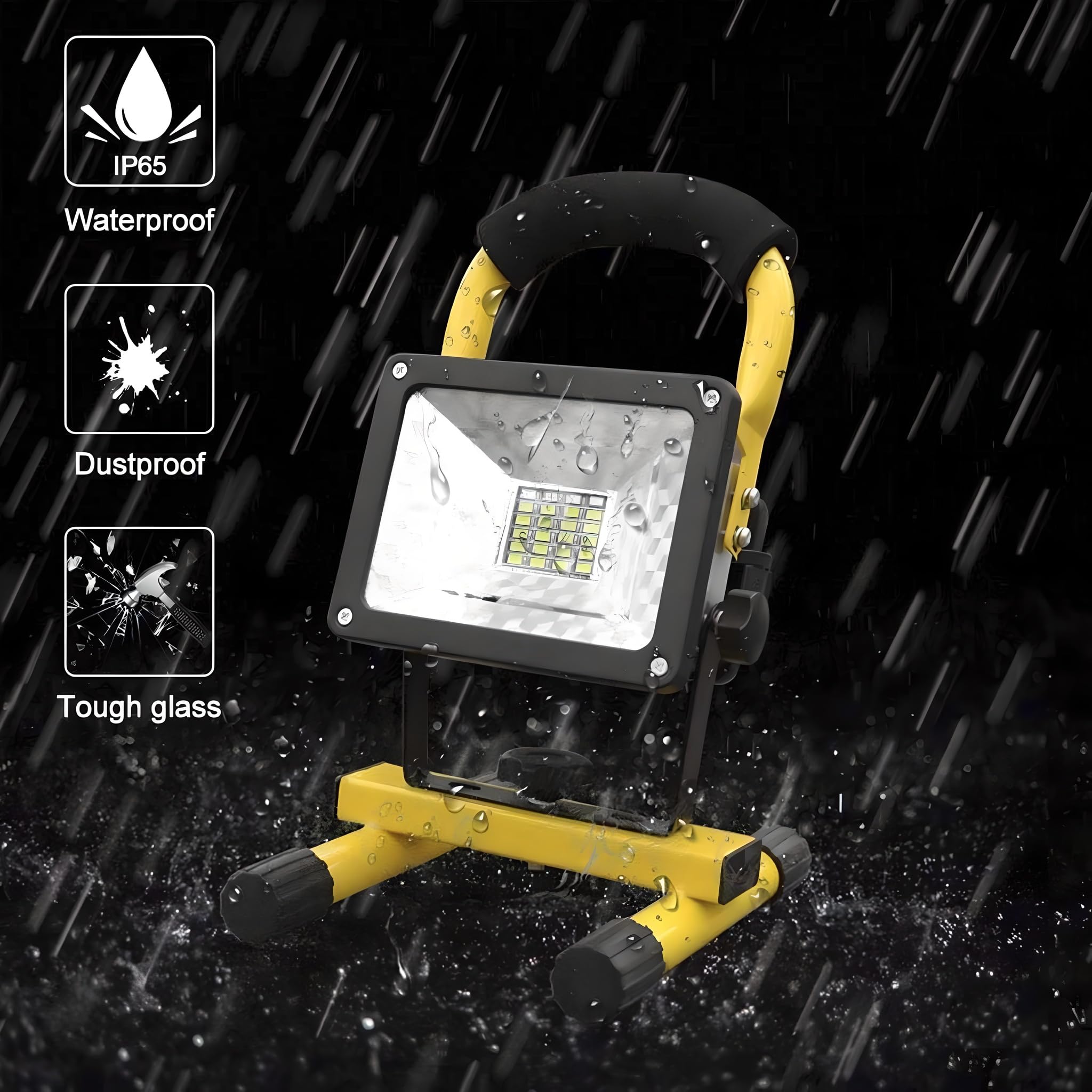 Luz de trabajo LED recargable, luz de trabajo LED portátil con iluminación puntual y carga USB, luces impermeables IP65 para exteriores, camping, sitio de construcción, taller, garaje Remote 12-38h