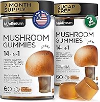 Vista 1 de Mushroom Gummies 5000 Mg 120 Pcs (2 Pack) - Lion's Mane and 9 Adaptogenic Mushrooms Blend - Ashwagandha, L-Theanine - Mushroom Gummies for Energy