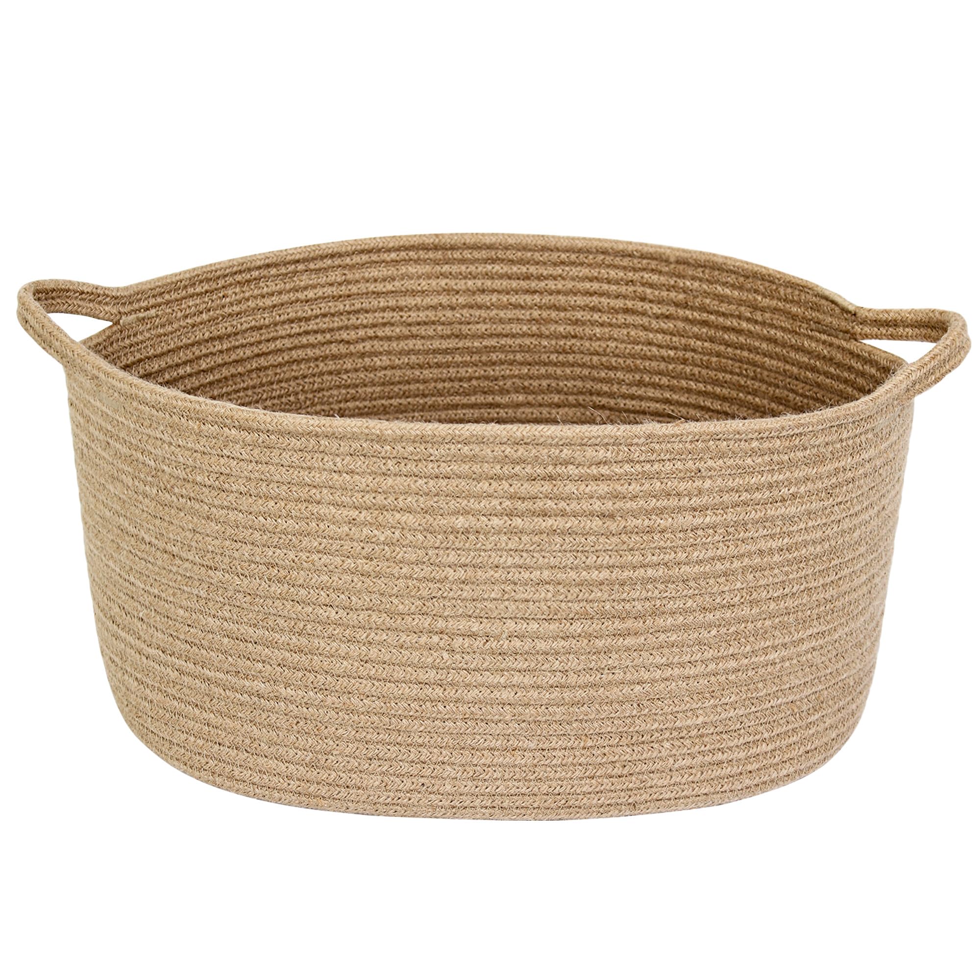 Photo 1 of MEGASKET Jute Wicker Storage Basket with Handles, 17"x12"x8" Decorative Woven Baskets for Organizing Dog Toy, Gifts, Book, Towel, Cloth, Boho Storage Bin for Shelves, Entryway, Closet, Home Decor