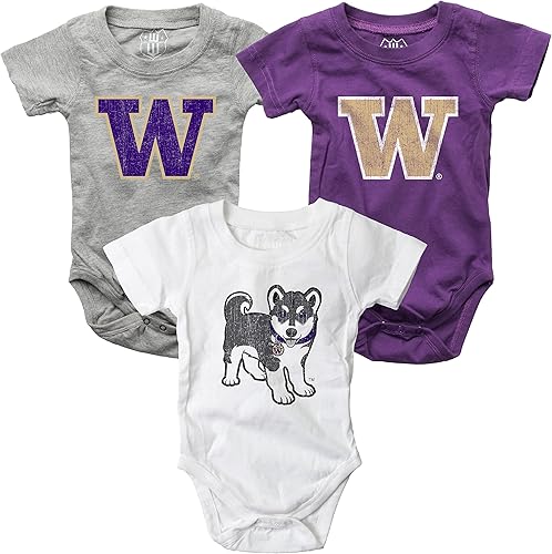 Miniatura 1 de Wes and Willy Baby College Team - Paquete de 3 mamelucos de algodón