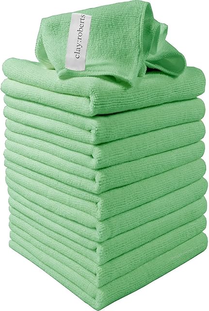 Clay Roberts Microfibre Cleaning Cloths, 40cm x 30cm - Pack of 10, Machine Washable, Polishing, Waxing & Dusting Cloth, Lint-Free, Scratch-Free