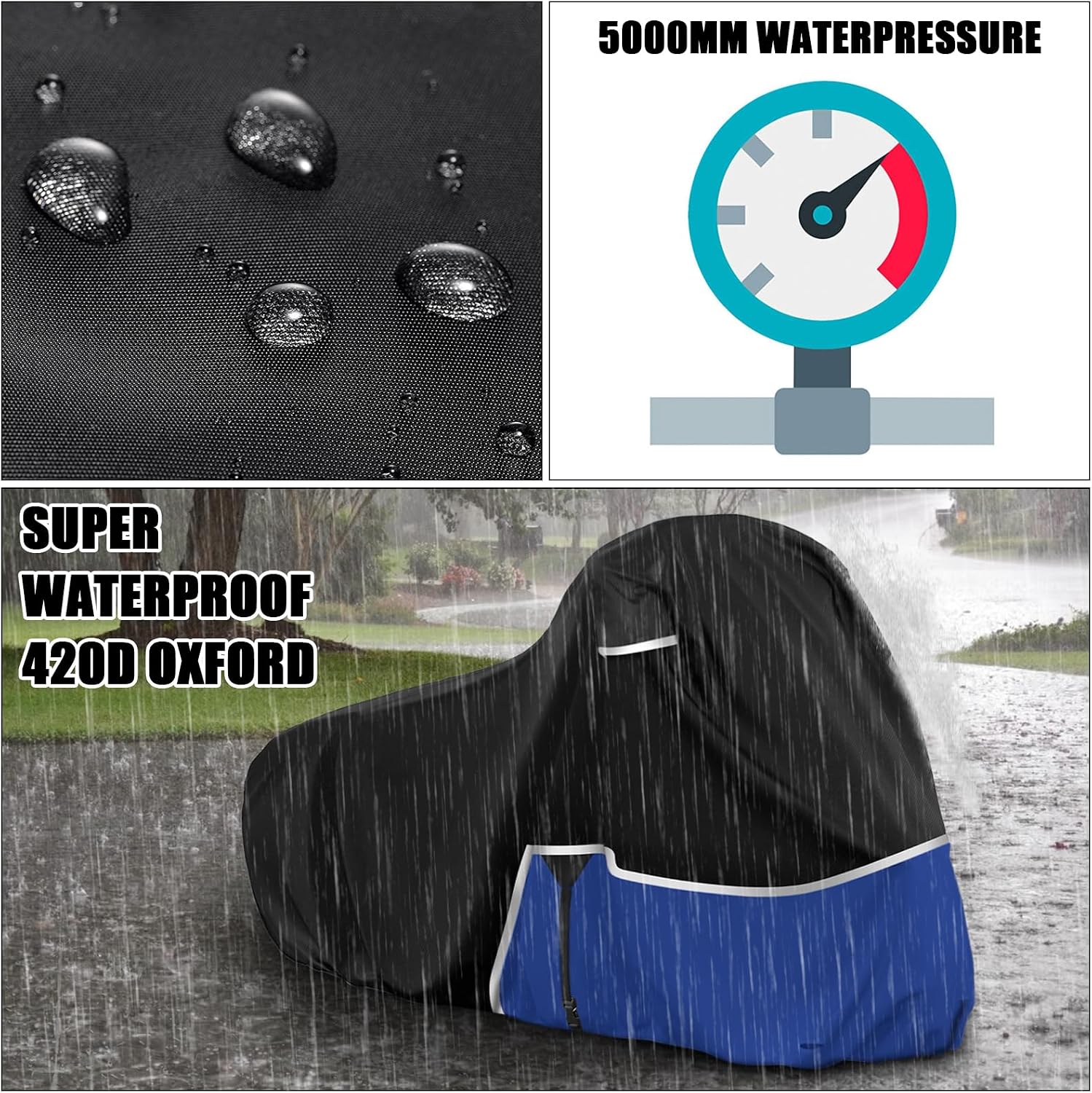 Waterproof Motorcycle Cover Compatible with Suzuki Boulevard C50/C50T/M109R Cruiser Models, 420D Oxford Cloth Motorcycle Cover for Snow Rain Dust Protection