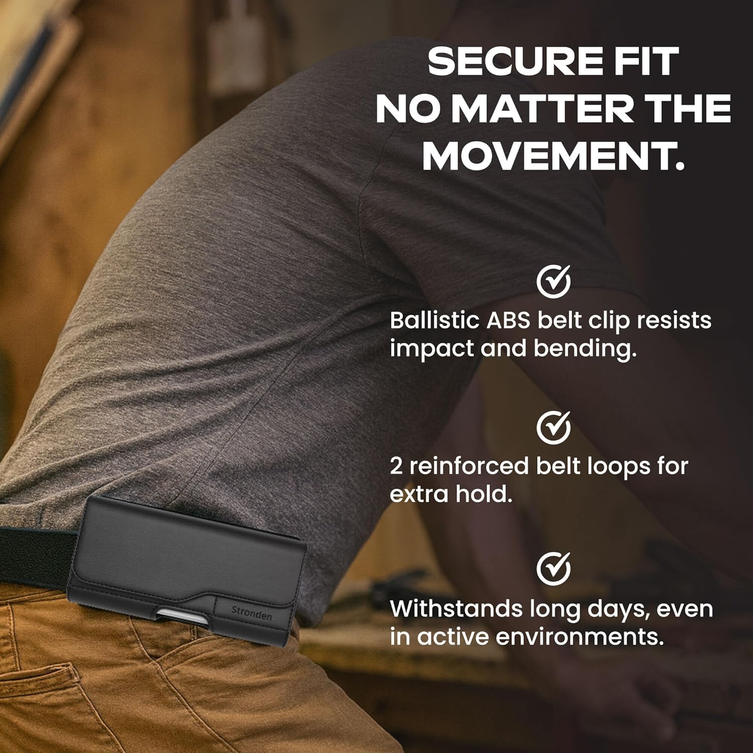 Magnetic Closure Holster for iPhone 17 Pro, 17, 16, 16 Pro, 16e, 15, 15 Pro, 14, 14 Pro, 13, 13 Pro, 12, 12 Pro, 11, XR - Leather Belt Case Pouch (Fits Otterbox Commuter Case on) - Image 6