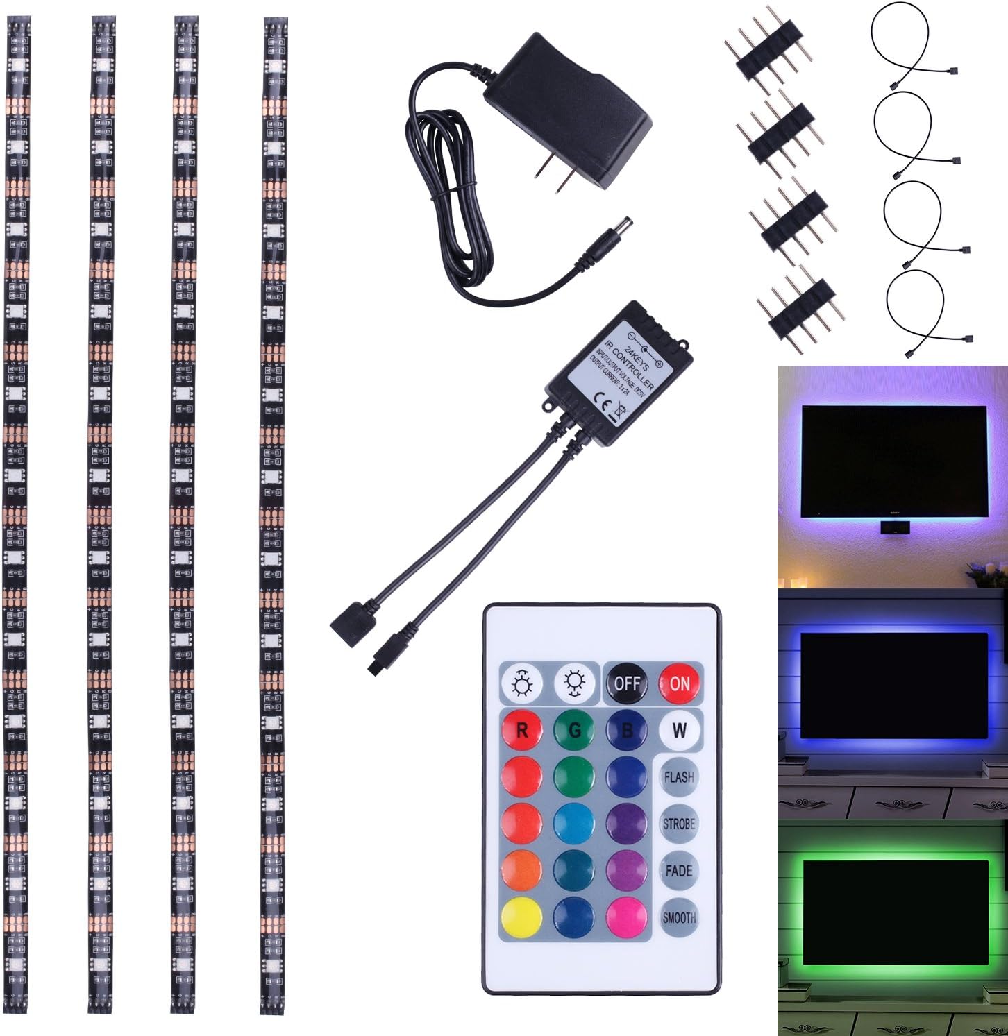 LED TV Backlight Bias Lighting for HDTV, Desktop PC USB Powered Home Theater Accent Lighting RGB Multi Color LED Strip Light With Remote (Reduce Eye Fatigue and Increase Image Clarity) LZ Lighting