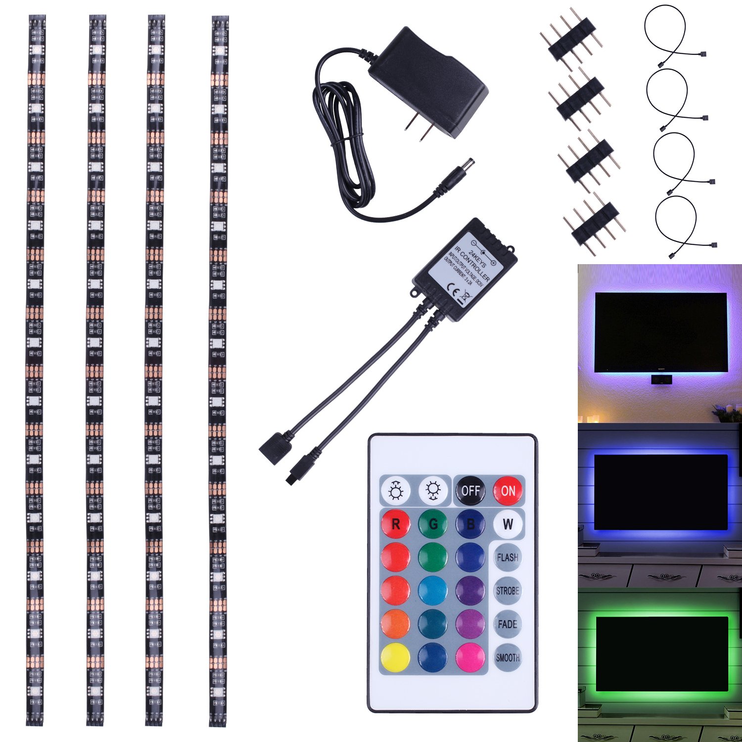 LED TV Backlight Bias Lighting for HDTV, Desktop PC USB Powered Home Theater Accent Lighting RGB Multi Color LED Strip Light With Remote (Reduce Eye Fatigue and Increase Image Clarity) LZ Lighting