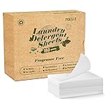 Poesie Laundry Detergent Sheets Fragrance Free Non-Plastic Precut Zero Waste 160 Count Liquidless Washing Strips for Home Dorm Travel Camping Hiking Portable
