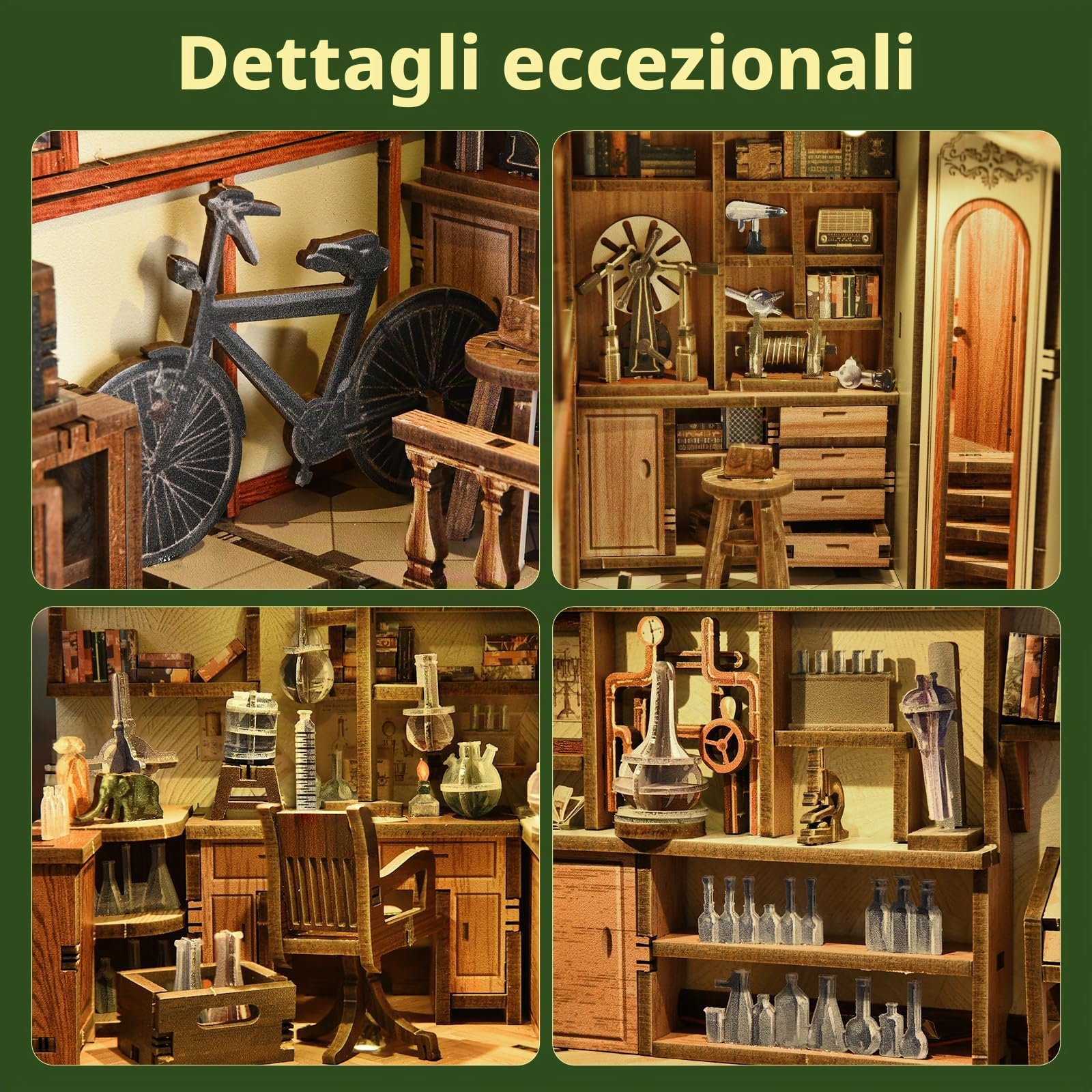 MiniCity Book Nook Kit fai da te in miniatura fermalibri 3D puzzle in legno con custodia antipolvere per appassionati di bricolage (The Radium Lady)