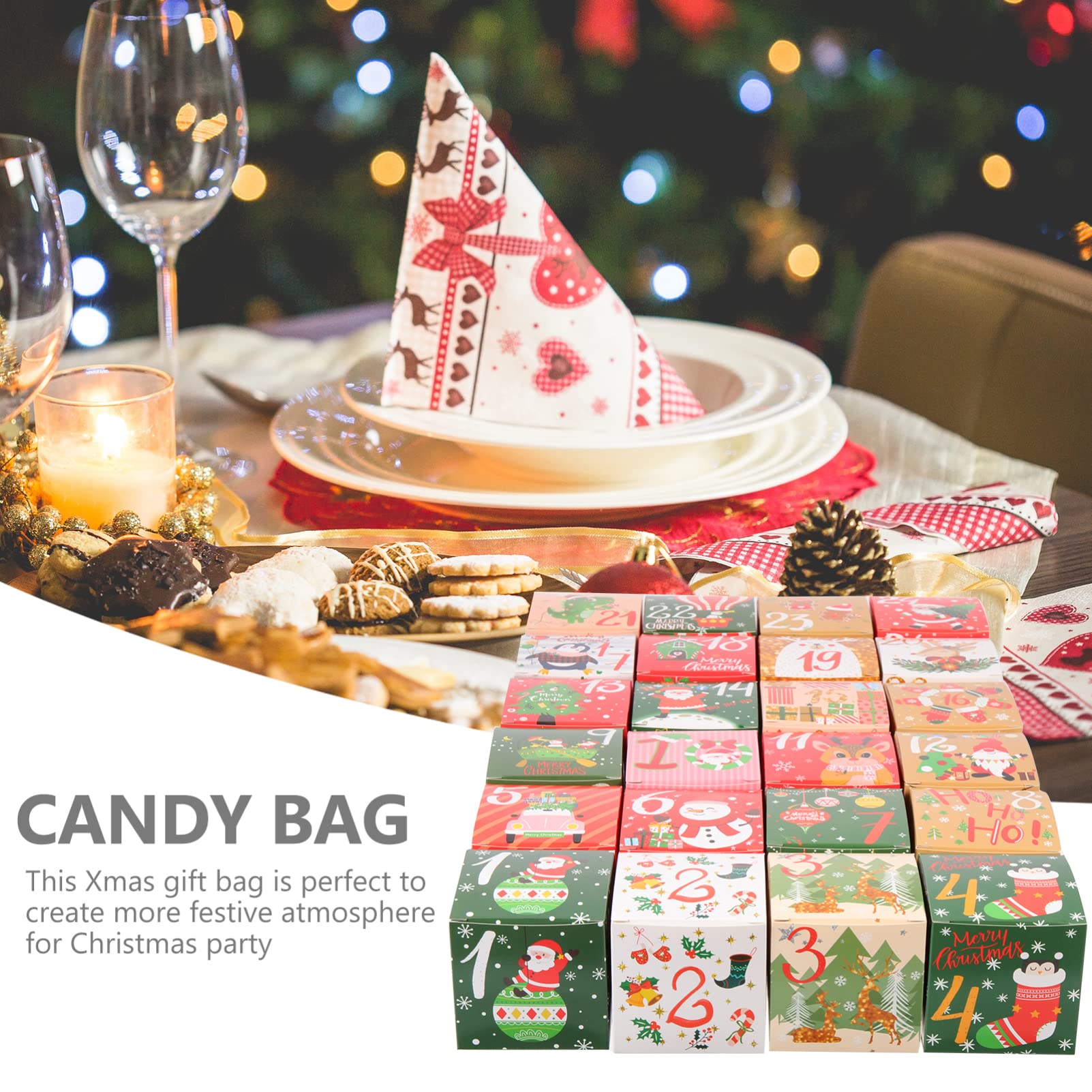 Zerodeko 120piezas Cajas para y Galletas De Envoltorios Navideños Calendarios De Adviento y Decoraciones