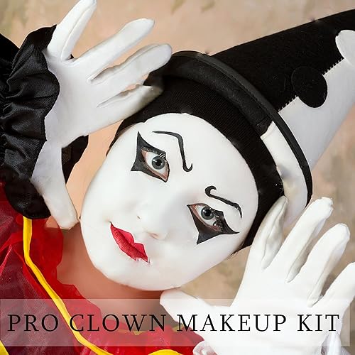 Miniatura 6 de Maquillaje de payaso Negro Blanco Rojo Crema Cara Cuerpo Pintura de Payaso Joker Zombie Vampiro Esqueleto Disfraz de Halloween Fantasía Maquillaje