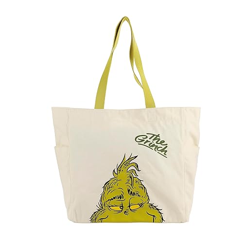 Bioworld Adult 15.5" Canvas Tote Bag - The Grinch Canvas White
