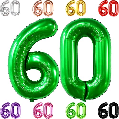 Vista 63 de KatchOn, Globos morados grandes del número 60, 40 pulgadas, globos de cumpleaños de 60 años, decoraciones moradas de 60 cumpleaños, globos de 60