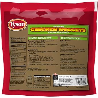 Tyson Fully Cooked Breaded Nugget Shaped Chicken Patties, 1.375 Pound -- 8 per case.