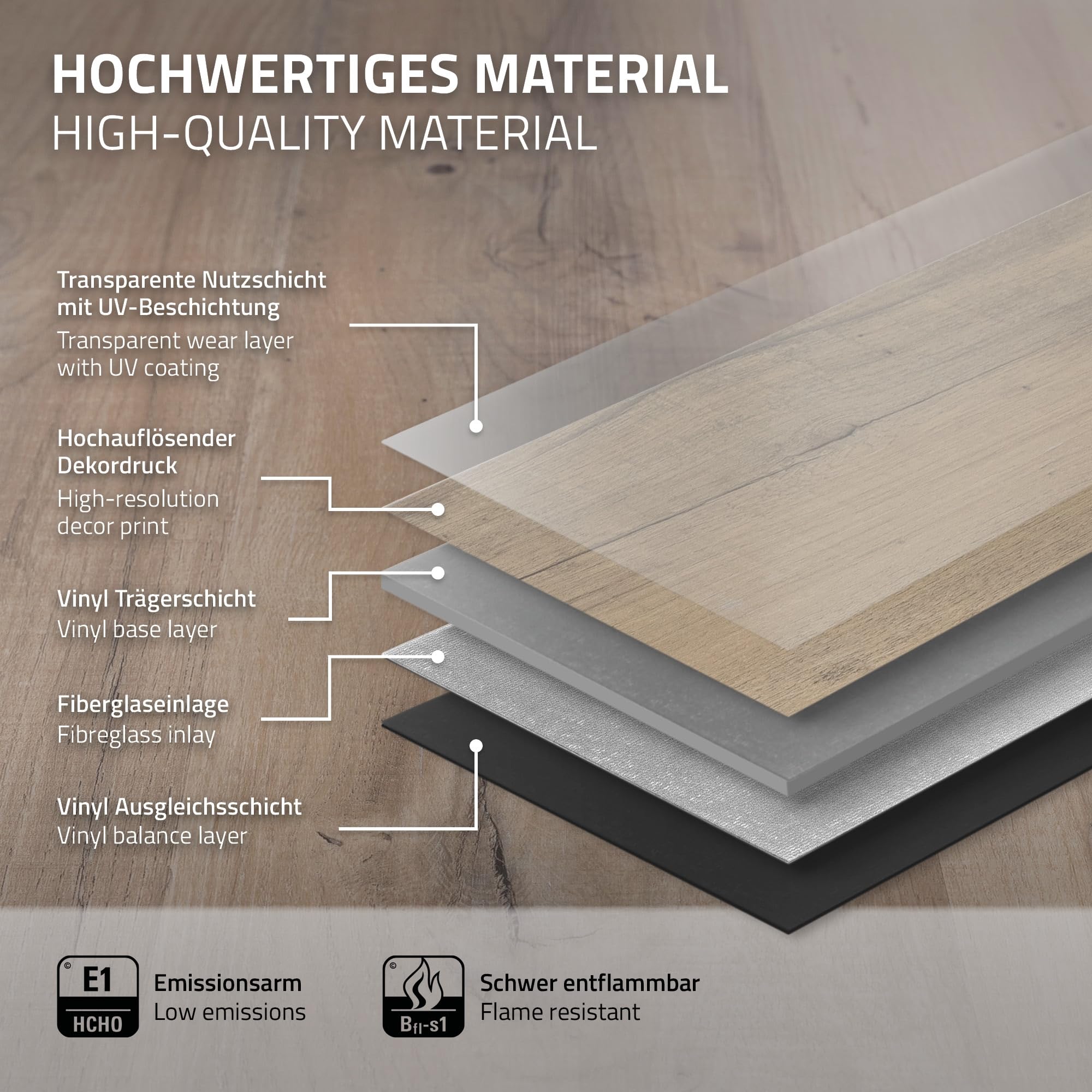 ML-Design Podloga Winylowa Klik, Panele Winylowe z Systemem Klik i Izolacja Akustyczna, Efekt Jasnego Debu Rustykalnego, Antyposlizgowe, Wodoodporne, 122 x 18 cm, Grubosc 4,2 mm 4,62 m² / 21 Desek