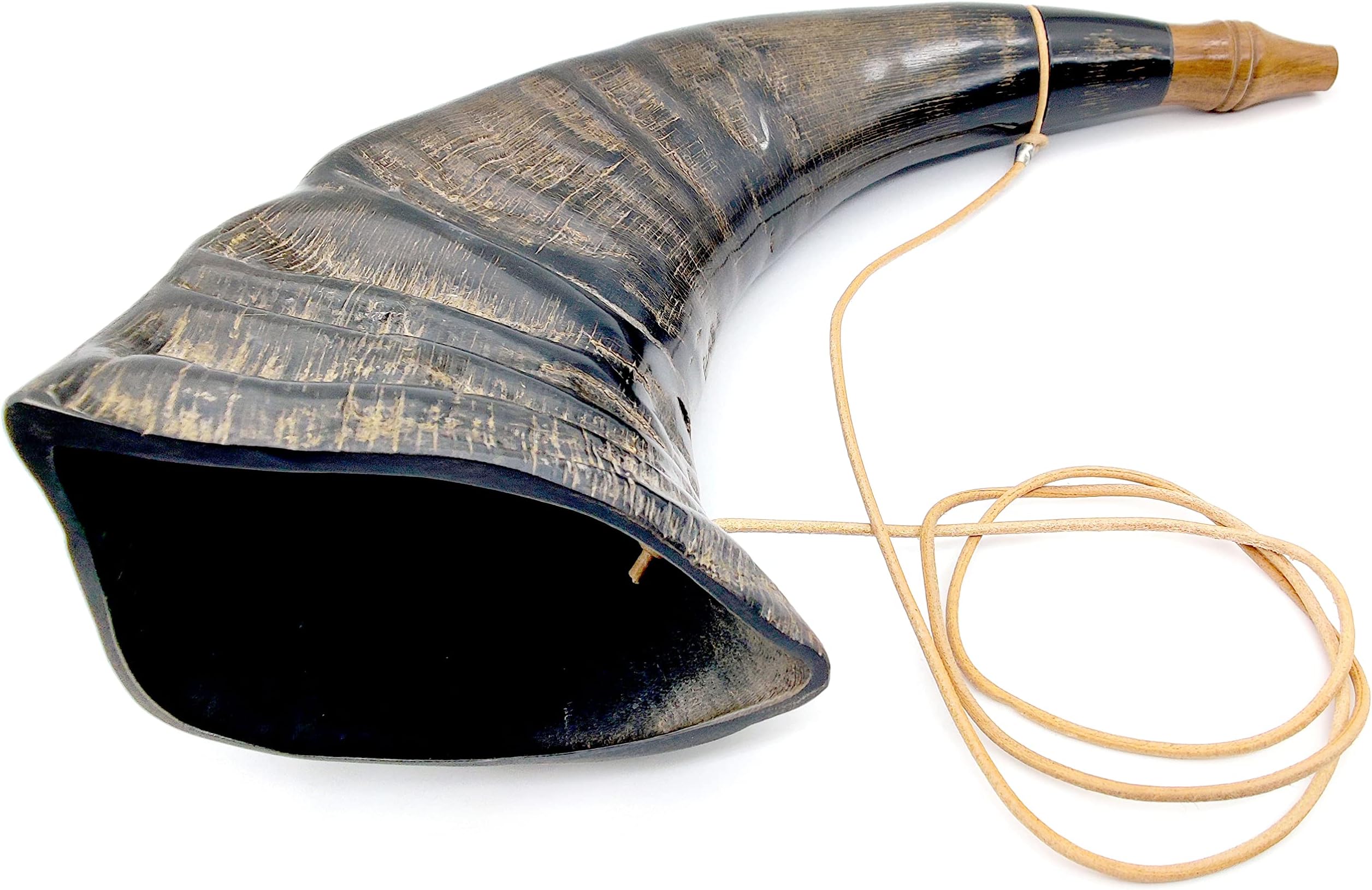 13 Inches Viking War Horn With Leather Shoulder Strap , Blowing Horn