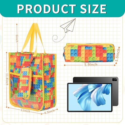 Miniatura 9 de Lindas bolsas de mano para niños y niñas de 4 a 16 años, bolsos con estuche para lápices, bolsas de mano con cremallera para la escuela y el tiempo