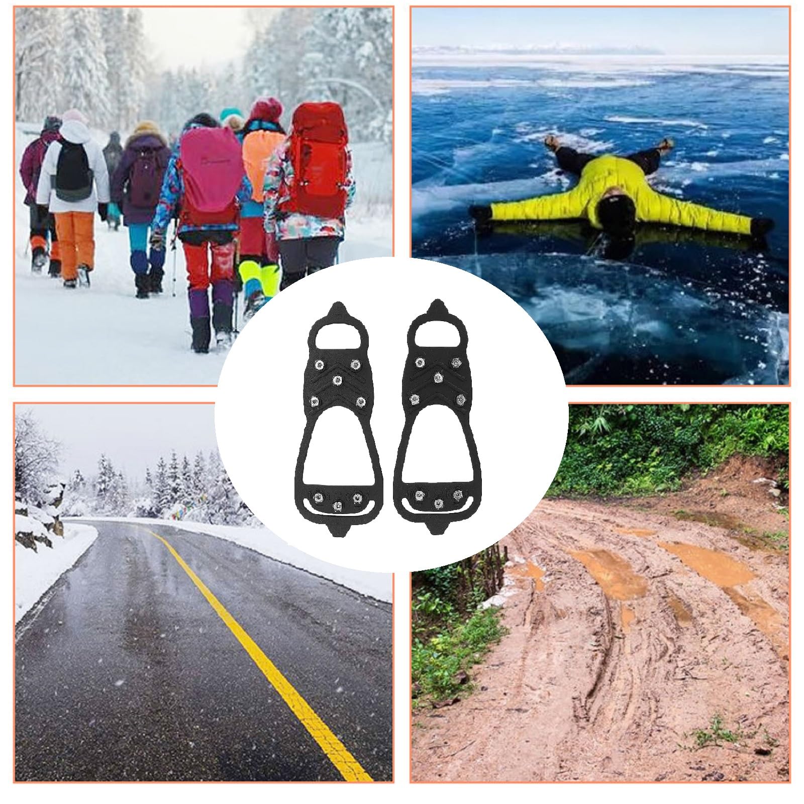 Crampons Antidérapants pour Randonnée, Escalade, Marche - 8 Dents