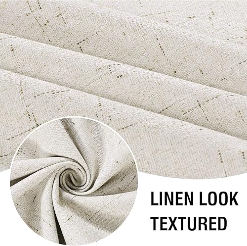 Miniatura 3 de H.VERSAILTEX Cortinas 100% opacas con aspecto de lino de 45 pulgadas de largo para dormitorio, bloqueo de luz completa, bolsillo para barra, 42