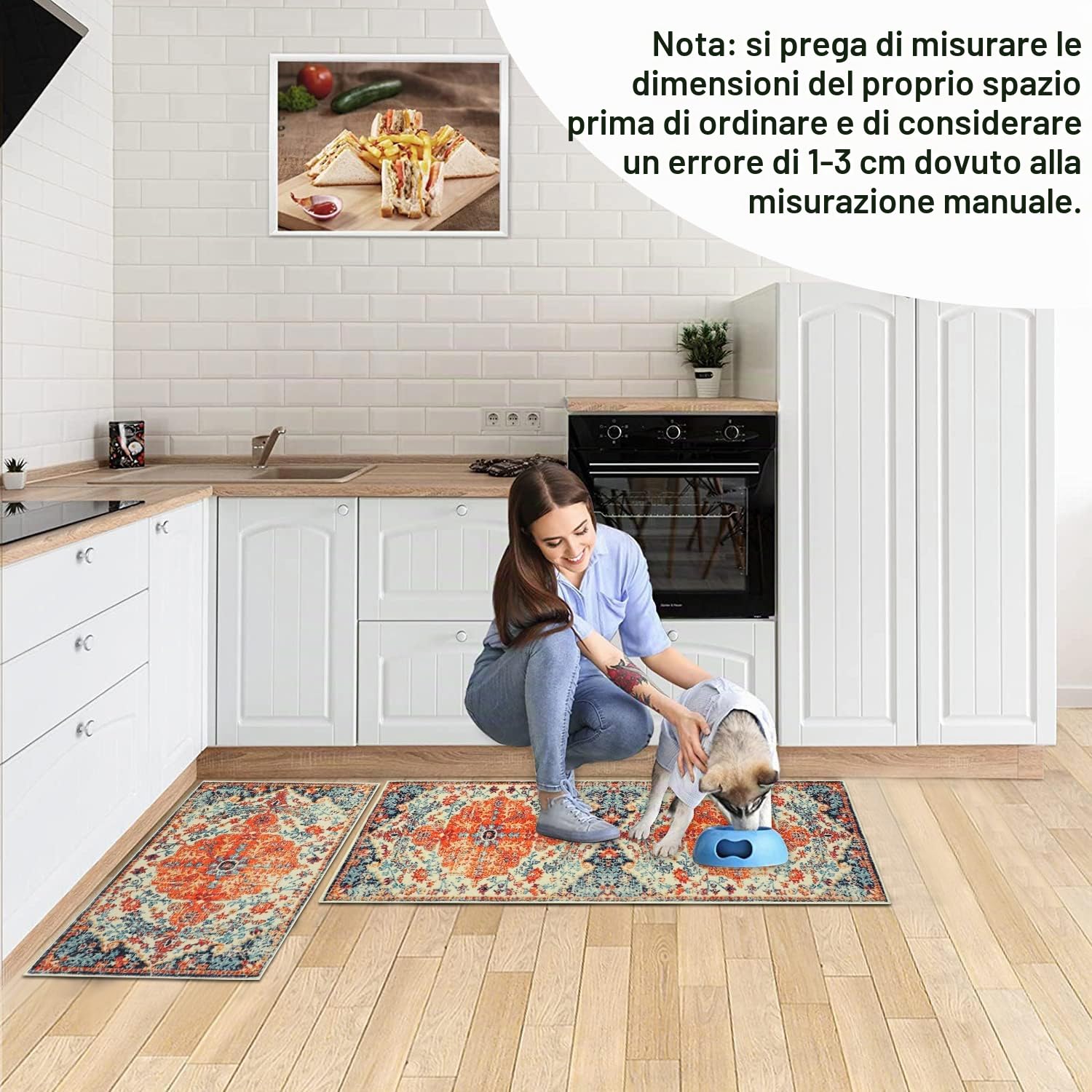 Cekene Tappeto da cucina orientale, antiscivolo, lavabile, assorbente, stile bohémien, per camera da letto, ingresso, lavanderia (50 x 80 cm + 50 x 120 cm)