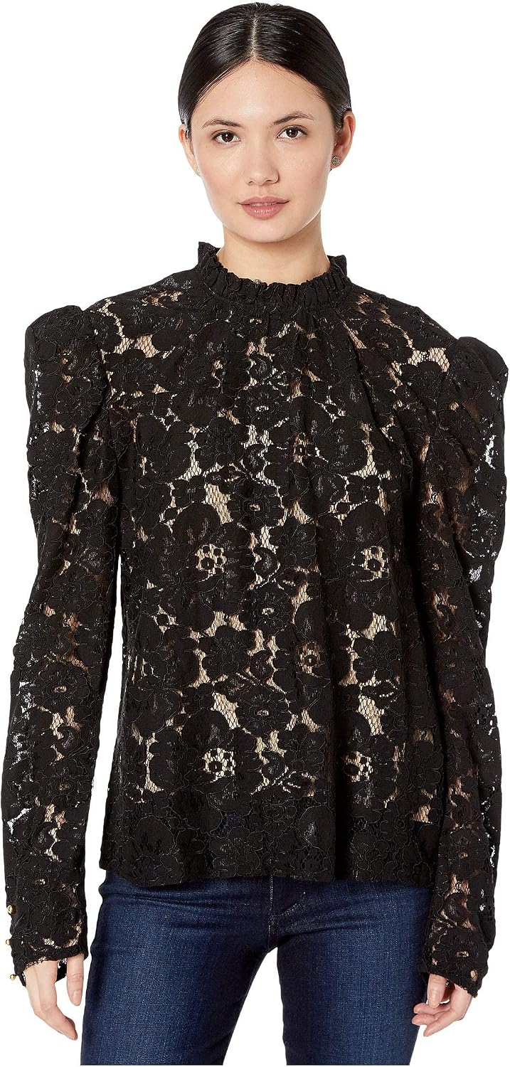 WAYF Women's Emma Puff Sleeve Lace Top 