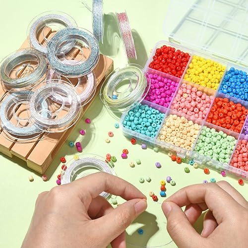 Miniatura 5 de LiQunSweet 10 rollos de 24 yardas (72.2 ft)rollo de cordones metálicos redondos coloridos de poliéster para collares, pulseras, joyas y manualidades