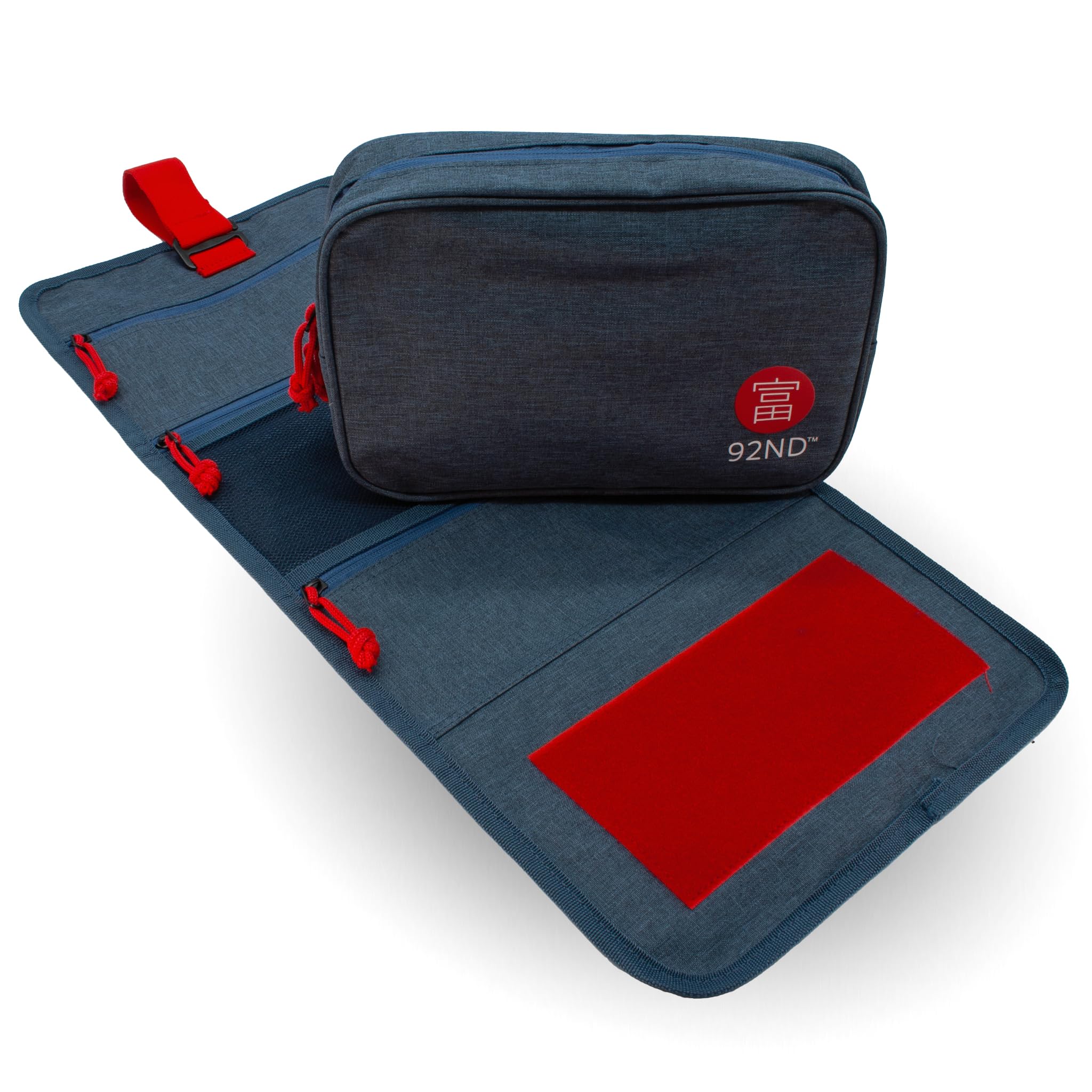 92ND.Supply Washroll - Sac de toilette suspendu - Imperméable - 4 L - Avec crochet et compartiment inférieur amovible - Voyage & quotidien - Bleu