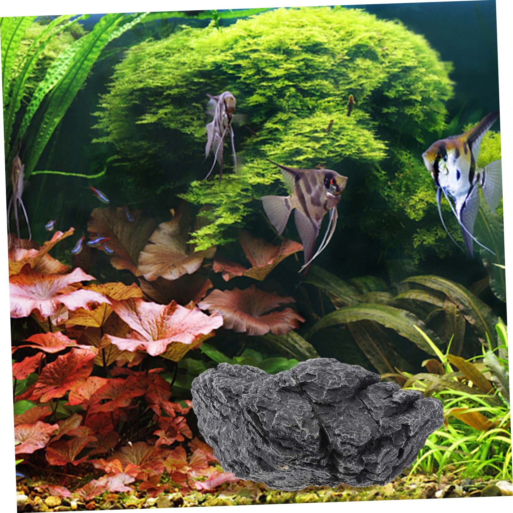 Pietre Decorative per Acquario in Resina Nero Effetto Naturale e Aspetto Realistico, per Decorazioni di Bonsai e Habitat per Animali Acquatici Stile Casuale