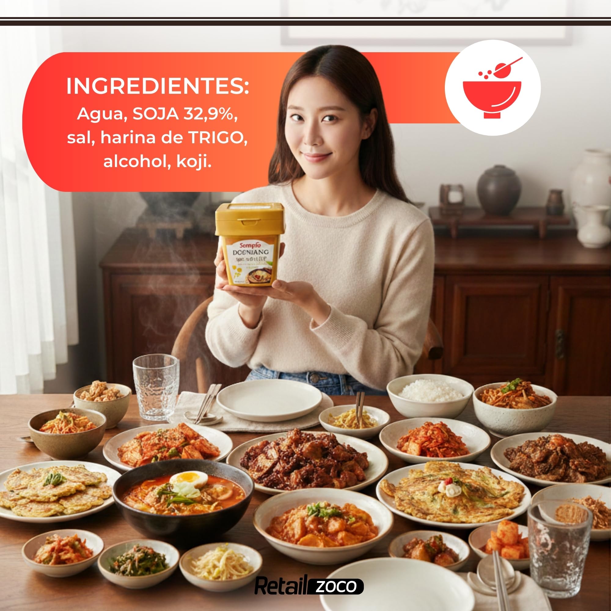Doenjang Pasta de Soja Vegana Coreana 460g Ligeramente Picante