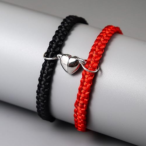 Miniatura 3 de COLORFUL BLING Pulseras de atracción mutua a juego para parejas de larga distancia para él y para ella, ajustable, trenzadas, 8 infinitos, corazón,