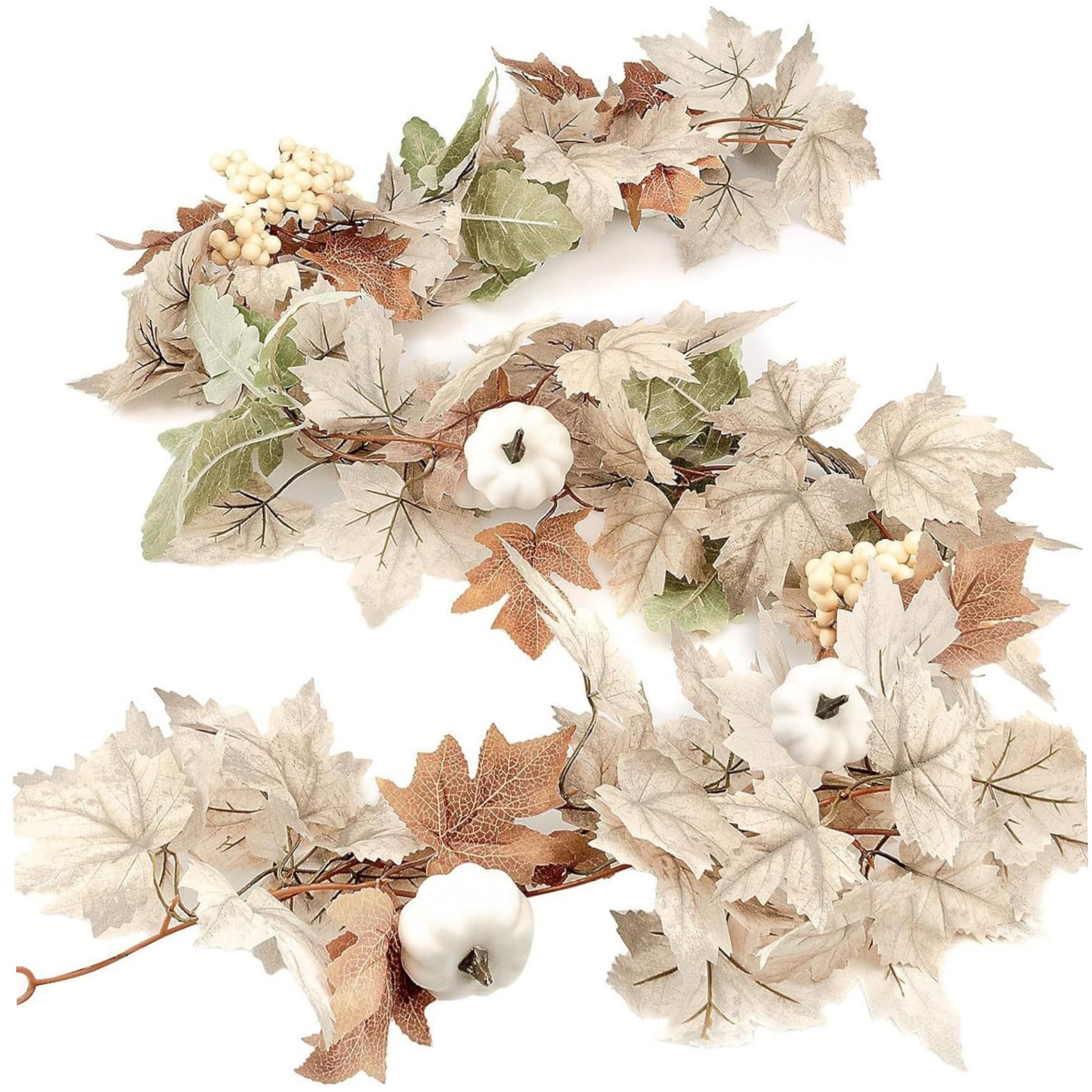 Hbbgdiy Maple Leaf Garland 5.9ft Artificial Fall Garland with Berries Decorative Leaves Hanging Vines for Autumn Thanksgiving Halloween Farmhouse Decor